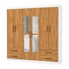 Guarda-Roupa Casal Genova 6 Portas 4 Gavetas com Espelho Branco/Cinamomo - Carioca Móveis