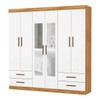 Guarda-Roupa Casal Genova 6 Portas 4 Gavetas com Espelho Cinamomo/Branco - Carioca Móveis