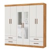 Guarda-Roupa Casal Genova 6 Portas 4 Gavetas com Espelho Cinamomo/Off White - Carioca Móveis