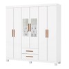 Guarda-Roupa Solteiro Aurora 6 Portas 2 Gavetas com Espelho 22117 Branco - Carioca Móveis