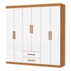 Guarda-Roupa Solteiro Aurora 6 Portas 2 Gavetas Cinamomo/Branco - Carioca Móveis
