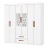 Guarda-Roupa Solteiro Aurora 6 Portas 2 Gavetas com Espelho Branco - Carioca Móveis