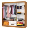 Guarda-Roupa Solteiro Aurora 6 Portas 2 Gavetas com Espelho Cinamomo/Branco - Carioca Móveis