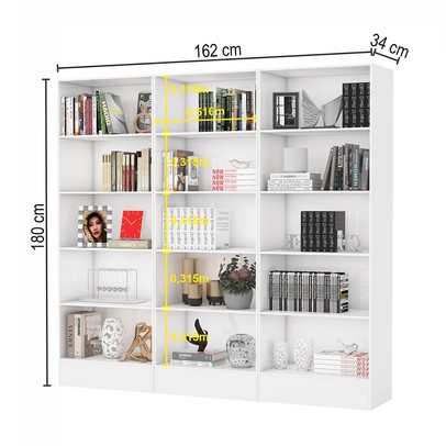 Estante para Livros Duda 12 Prateleiras Branco - Carioca Móvies