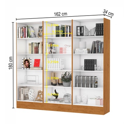 Estante para Livros Duda 12 Prateleiras Cinamomo - Carioca Móvies