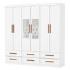 Guarda-Roupa Solteiro Denver 6 Portas 6 Gavetas com Espelho Branco - Carioca Móveis