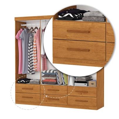 Guarda-Roupa Solteiro Denver 6 Portas 6 Gavetas com Espelho Cinamomo - Carioca Móveis