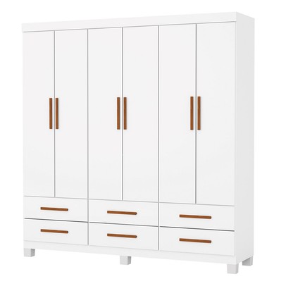 Guarda-Roupa Solteiro Denver 6 Portas 6 Gavetas 22120 Branco - Carioca Móveis