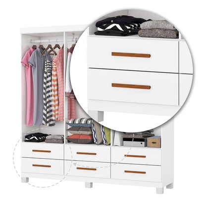 Guarda-Roupa Solteiro Denver 6 Portas 6 Gavetas 22120 Branco - Carioca Móveis