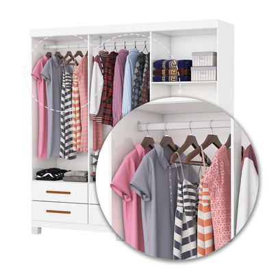 Guarda-Roupa Solteiro Denver 6 Portas 6 Gavetas 22120 Branco - Carioca Móveis