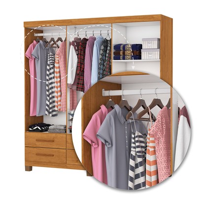 Guarda-Roupa Solteiro Denver 6 Portas 6 Gavetas 22120 Cinamomo - Carioca Móveis