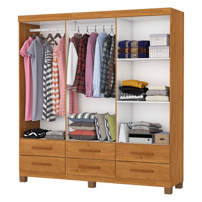 Guarda-Roupa Solteiro Denver 6 Portas 6 Gavetas 22120 Cinamomo - Carioca Móveis
