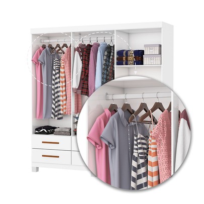 Guarda-Roupa Solteiro Denver 6 Portas 6 Gavetas com Espelho 22121 Branco - Carioca Móveis