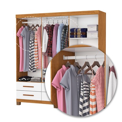 Guarda-Roupa Solteiro Denver 6 Portas 6 Gavetas com Espelho 22121 Cinamomo/Branco - Carioca Móveis