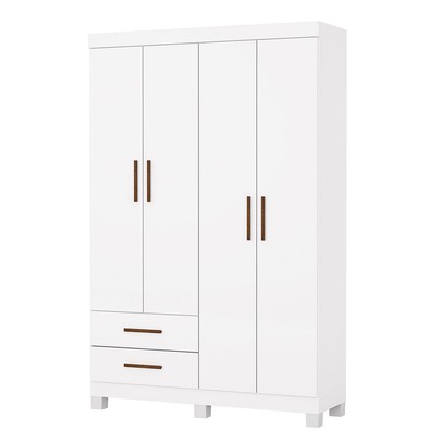 Guarda-Roupa Solteiro Genova 4 Portas 2 Gavetas 22112 Branco - Carioca Móveis