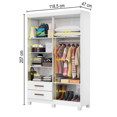 Guarda-Roupa Solteiro Genova 4 Portas 2 Gavetas 22112 Branco - Carioca Móveis