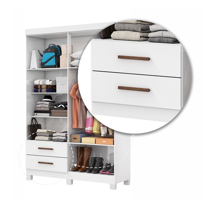 Guarda-Roupa Solteiro Genova 4 Portas 2 Gavetas 22112 Branco - Carioca Móveis