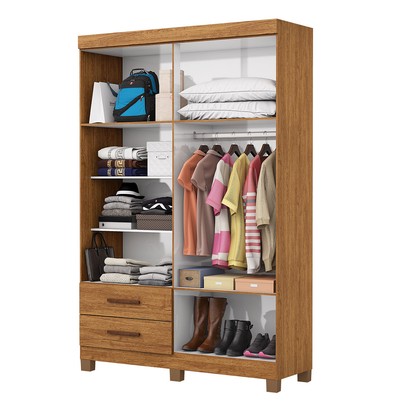 Guarda-Roupa Solteiro Genova 4 Portas 2 Gavetas 22112 Cinamomo - Carioca Móveis