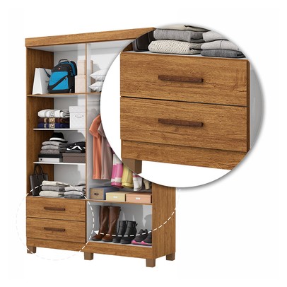 Guarda-Roupa Solteiro Genova 4 Portas 2 Gavetas 22112 Cinamomo - Carioca Móveis