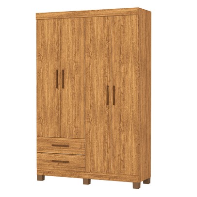 Guarda-Roupa Solteiro Genova 4 Portas 2 Gavetas 22112 Cinamomo - Carioca Móveis