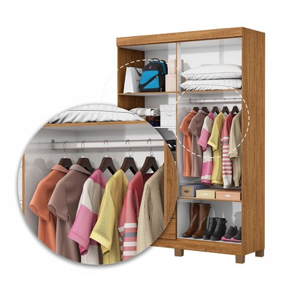 Guarda-Roupa Solteiro Genova 4 Portas 2 Gavetas 22112 Cinamomo - Carioca Móveis