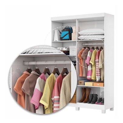 Guarda-Roupa Solteiro Genova 4 Portas 2 Gavetas 22112 Branco/Cinamomo - Carioca Móveis