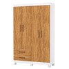 Guarda-Roupa Solteiro Genova 4 Portas 2 Gavetas 22112 Branco/Cinamomo - Carioca Móveis