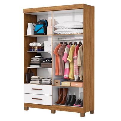 Guarda-Roupa Solteiro Genova 4 Portas 2 Gavetas 22112 Cinamomo/Branco - Carioca Móveis