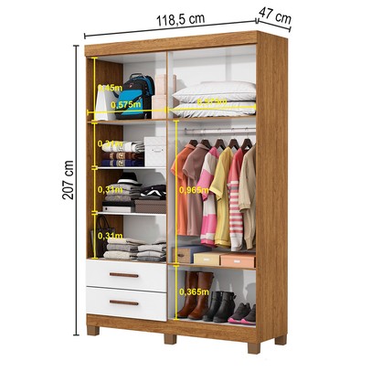 Guarda-Roupa Solteiro Genova 4 Portas 2 Gavetas 22112 Cinamomo/Branco - Carioca Móveis