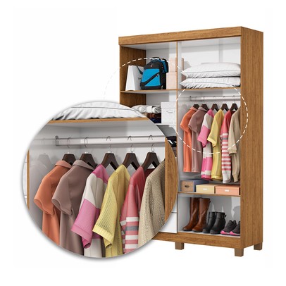Guarda-Roupa Solteiro Genova 4 Portas 2 Gavetas 22112 Cinamomo/Branco - Carioca Móveis