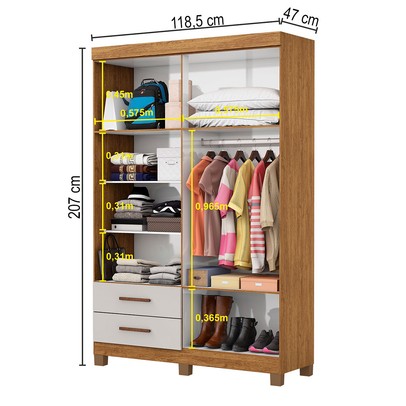 Guarda-Roupa Solteiro Genova 4 Portas 2 Gavetas 22112 Cinamomo/Off White - Carioca Móveis