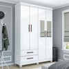 Guarda-Roupa Solteiro Genova 4 Portas 2 Gavetas com Espelho 22113 Branco - Carioca Móveies