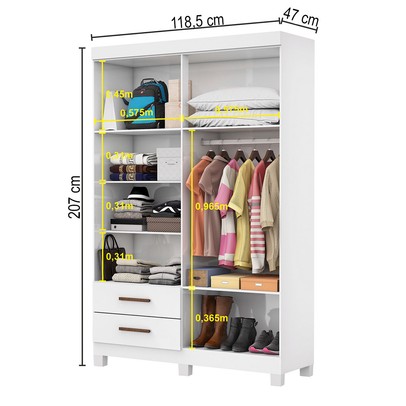 Guarda-Roupa Solteiro Genova 4 Portas 2 Gavetas com Espelho 22113 Branco - Carioca Móveis