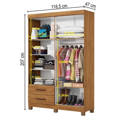 Guarda-Roupa Solteiro Genova 4 Portas 2 Gavetas com Espelho 22113 Cinamomo - Carioca Móveis