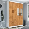 Guarda-Roupa Solteiro Genova 4 Portas 2 Gavetas com Espelho 22113 Branco/Cinamomo - Carioca Móveies