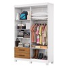 Guarda-Roupa Solteiro Genova 4 Portas 2 Gavetas com Espelho 22113 Branco/Cinamomo - Carioca Móveis
