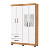 Guarda-Roupa Solteiro Genova 4 Portas 2 Gavetas com Espelho 22113 Cinamomo/Branco - Carioca Móveis
