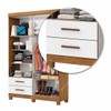 Guarda-Roupa Solteiro Genova 4 Portas 2 Gavetas com Espelho 22113 Cinamomo/Branco - Carioca Móveis