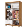 Guarda-Roupa Solteiro Genova 4 Portas 2 Gavetas com Espelho 22113 Cinamomo/Branco - Carioca Móveis