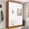 Guarda-Roupa Solteiro Genova 4 Portas 2 Gavetas com Espelho 22113 Cinamomo/Branco - Carioca Móveis