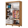 Guarda-Roupa Solteiro Genova 4 Portas 2 Gavetas com Espelho 22113 Cinamomo/Off White - Carioca Móveis