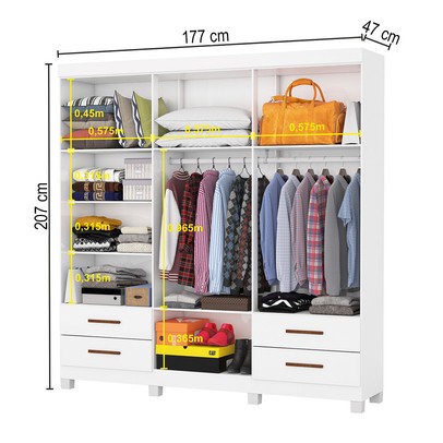 Guarda-Roupa Casal Genova 6 Portas 4 Gavetas 22110 Branco - Carioca Móveis