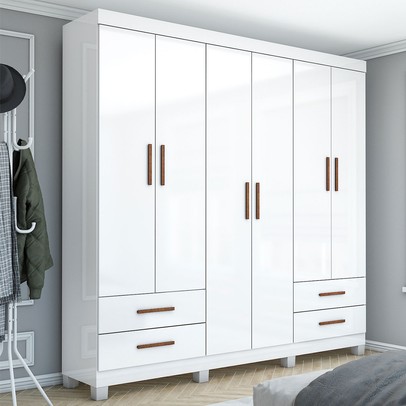 Guarda-Roupa Casal Genova 6 Portas 4 Gavetas 22110 Branco - Carioca Móveis