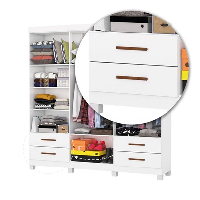 Guarda-Roupa Casal Genova 6 Portas 4 Gavetas 22110 Branco - Carioca Móveis