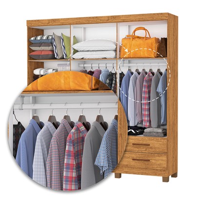 Guarda-Roupa Casal Genova 6 Portas 4 Gavetas 22110 Cinamomo - Carioca Móveis