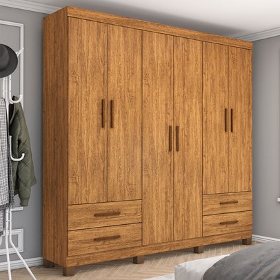 Guarda-Roupa Casal Genova 6 Portas 4 Gavetas 22110 Cinamomo - Carioca Móveis