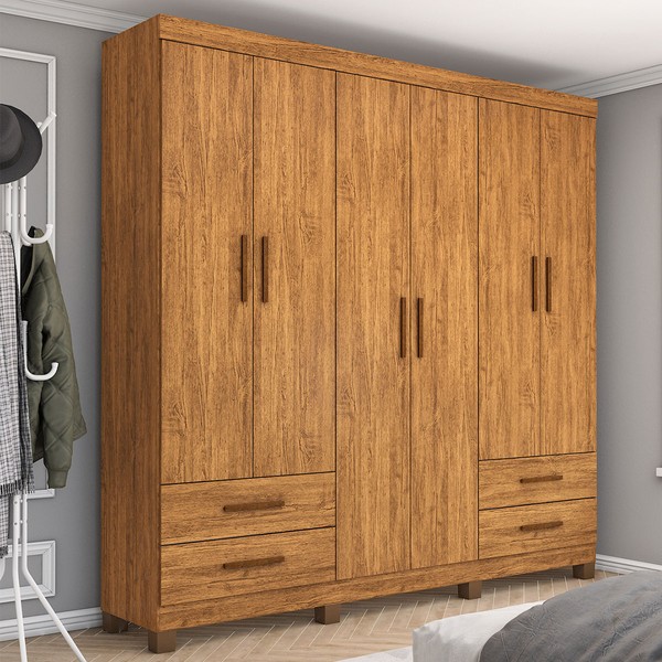 Guarda-Roupa Casal Genova 6 Portas 4 Gavetas 22110 Cinamomo - Carioca Móveis