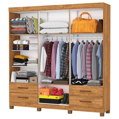Guarda-Roupa Casal Genova 6 Portas 4 Gavetas 22110 Cinamomo - Carioca Móveis