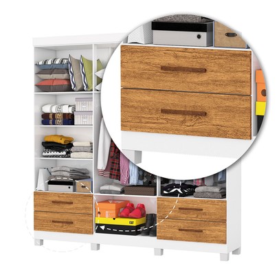 Guarda-Roupa Casal Genova 6 Portas 4 Gavetas 22110 Branco/Cinamomo - Carioca Móveis