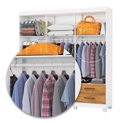 Guarda-Roupa Casal Genova 6 Portas 4 Gavetas 22110 Branco/Cinamomo - Carioca Móveis